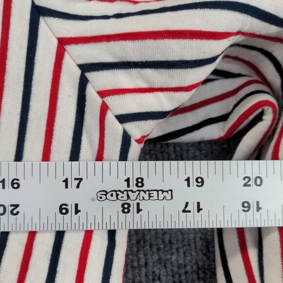 Orenda Women's Pullover Crop Sweater White Red Striped Small Crew Neck - Picture 13 of 13